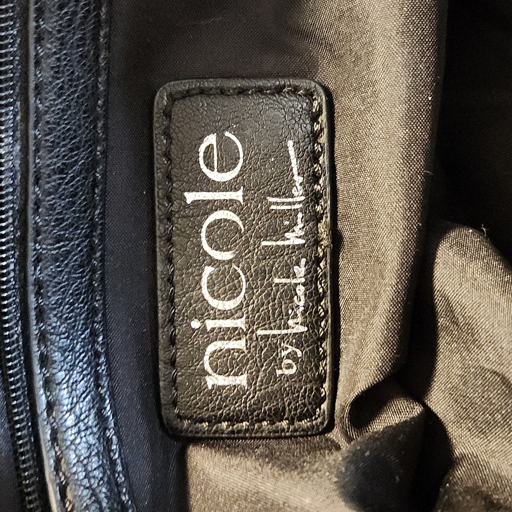 Nicole Miller Black and Silver Shoulder Bag with Chain Straps - Picture 14 of 16